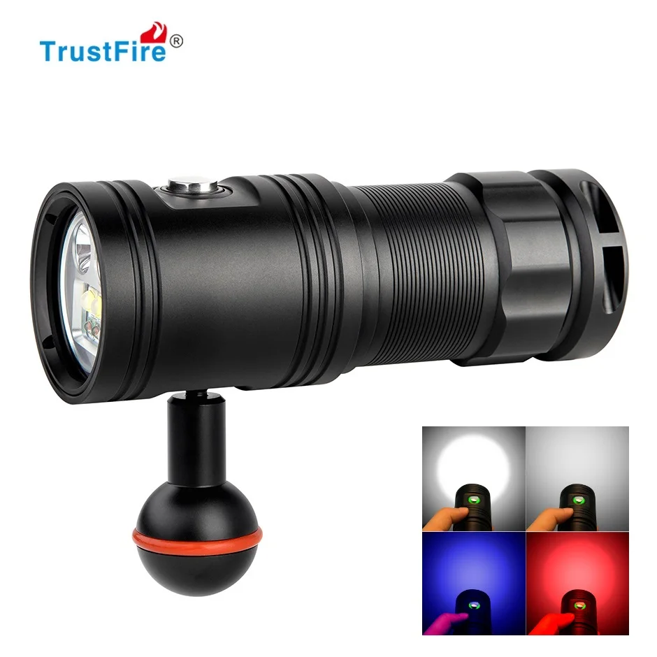 

TrustFire DF30 фонарик для дайвинга Cree XM-L2 2350 лм красный/фиолетовый фонарик для подводной съемки 100 метров для видеокамеры подводное плавание Go Pro