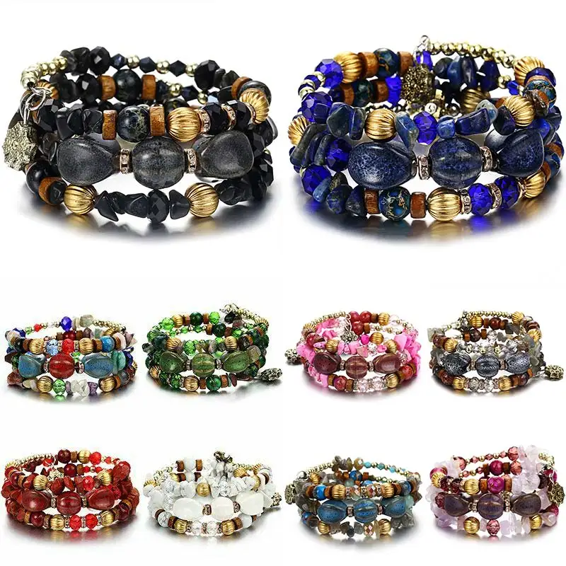 Модный 1 комплект многослойный браслет цепочка в стиле бохо из натурального