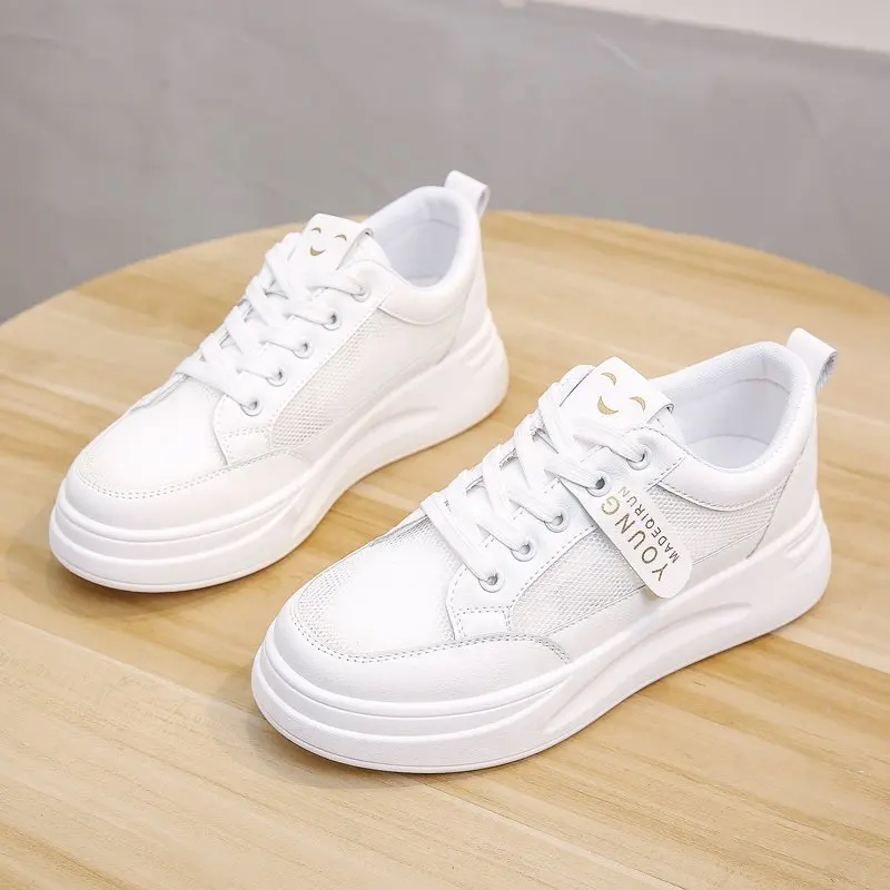

Net Celebrity Internal Increase White Shoes Women's Summer 2021 Thin Section Breathable Mesh Casual All-match Thick-soled Sports