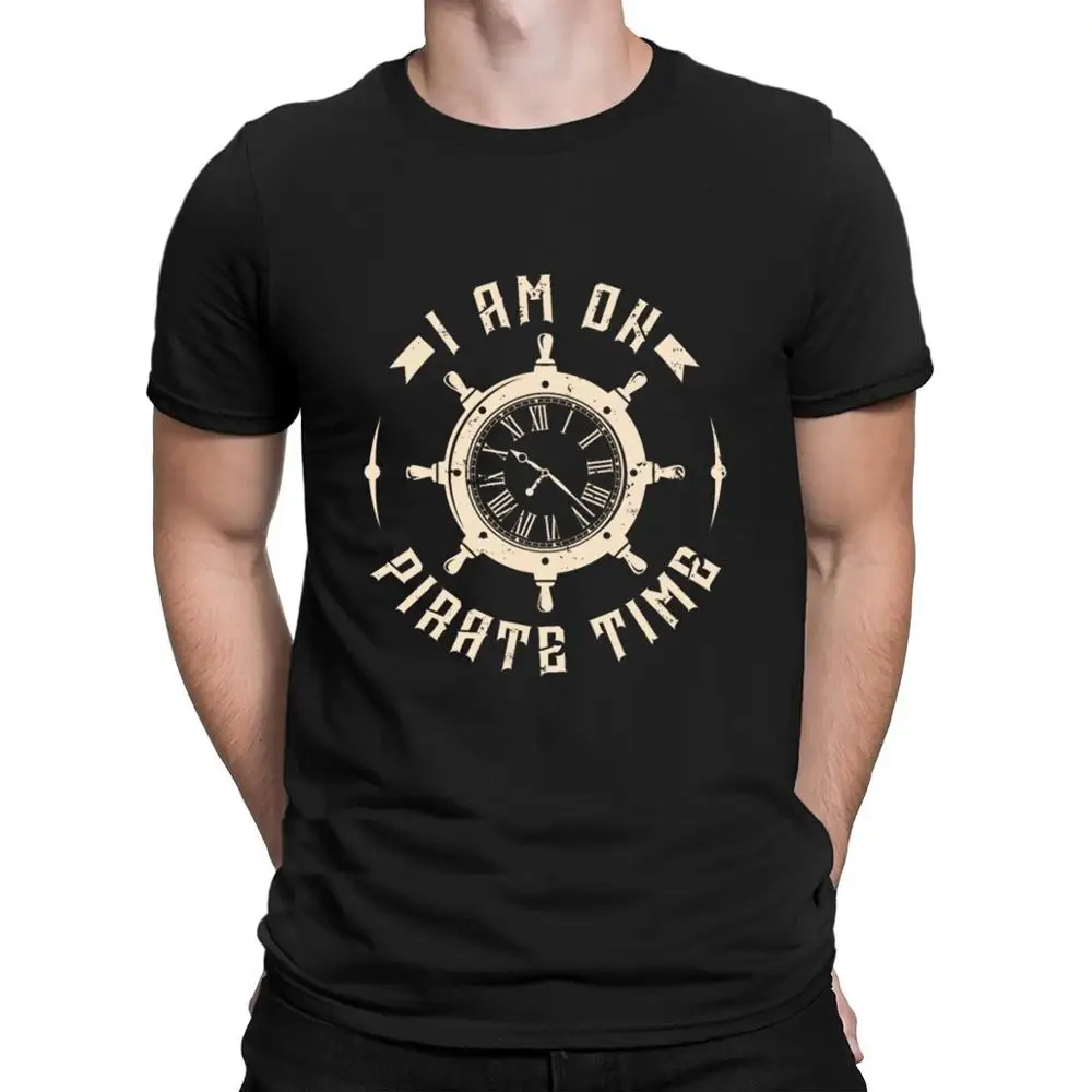 

I Am On Pirate Time Ship Steering Wheel Clock T Shirt Authentic S - 6xl Knitted Cotton Spring Autumn Pictures Interesting Shirt