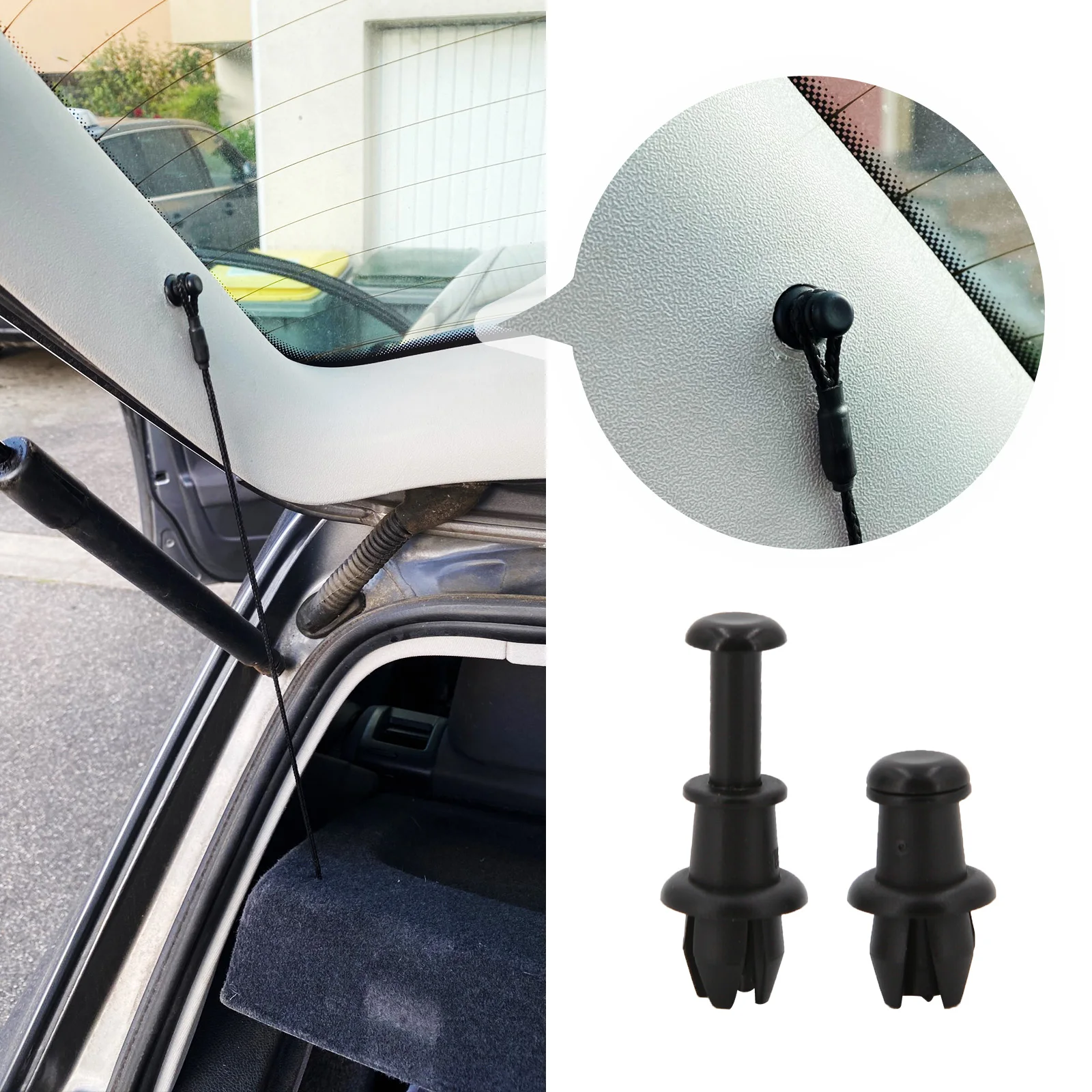 2Pcs Car Plastic Fastener Blind Rivets Head Boot Trunk Parcel Shelf Tray Strap String Clips for VW GOLF Audi OE# 1M6867574A