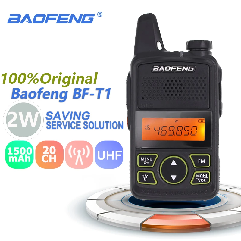 100% Оригинал BAOFENG BF T1 мини иди и болтай Walkie Talkie UHF 400 470 МГц Портативный