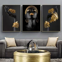 african woman large wall art painting art posters and prints big black woman holding gold jewelry canvas picture home decoration