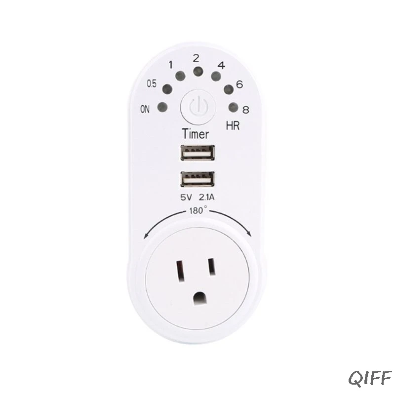 США Plug таймер обратного отсчета переключатель двойной usb порты 1 AC Розетка 8 часов