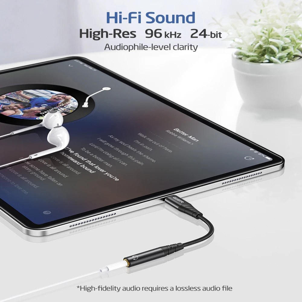 esr dac type c 3 5 jack adapter usb c to 3 5mm adapter headphone audio cable for ipad pro 11 samsung s20 s21 aux converter free global shipping