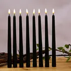Упаковка из 12 черно-белых светодиодных конических свечей, электрическая пластиковая свеча без огня для Хэллоуина и Рождества