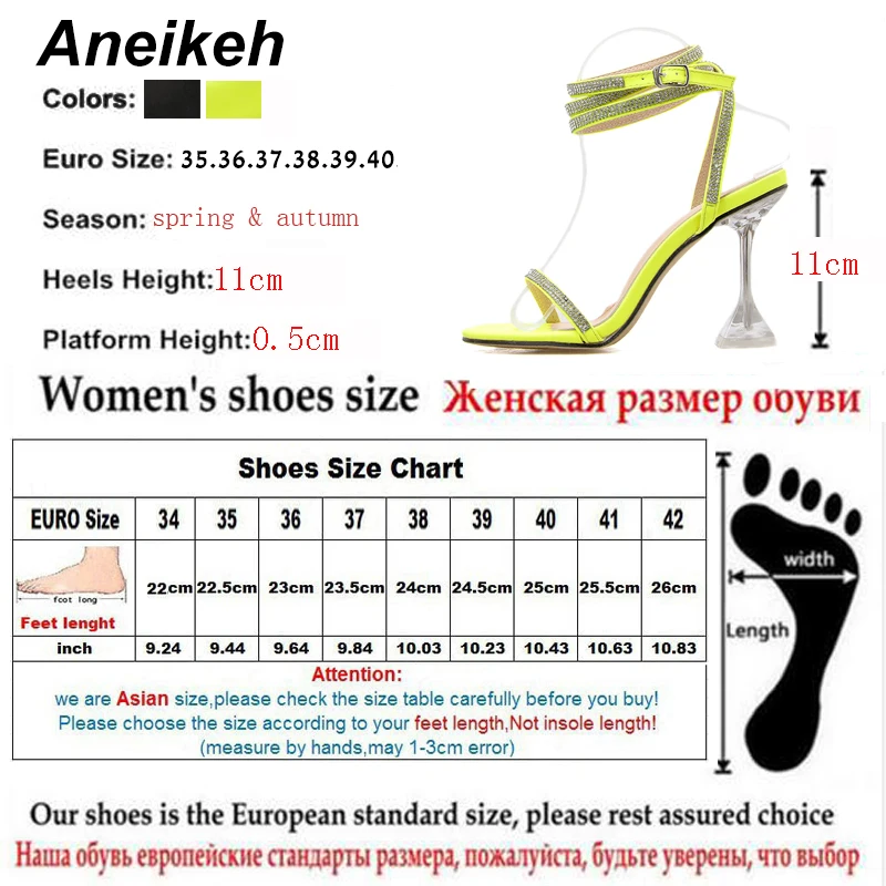 

Aneikeh Glitter Rhinestone Pumps Rome Sandals Women Shoes Peep Toe Perspex Heel Stilettos High Heels Sandals Summer Party Shoes