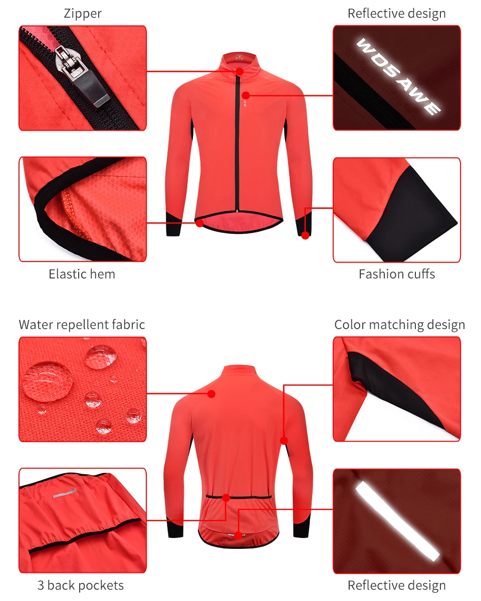 Осенне-зимняя велосипедная куртка WOSAWE водоотталкивающая трехслойная теплая для