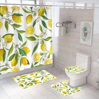 washable waterproof bathroom shower curtain sets toilet seat cover non slip bath mat rug carpet bathroom decor