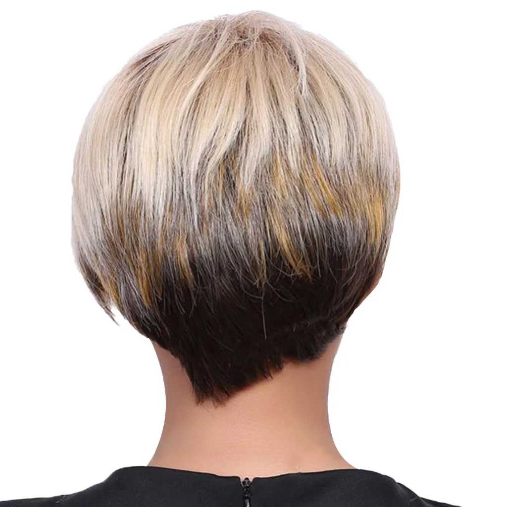 

20 cm Short Bob Hair Wigs Straight with Side Bangs Cosplay Daily Party Wig for Women Natural Real Human Hair with Free Wig Cap
