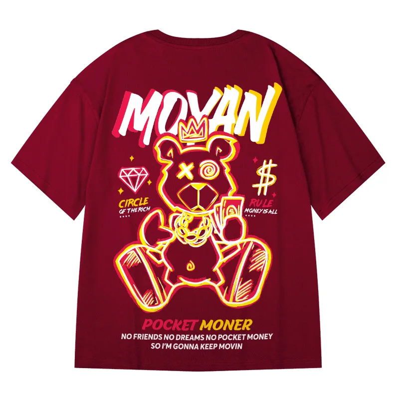 

Trend printing Fashion T-shirt hip-hop Harajuku five-point short-sleeved shirt summer loose streetwear plus size men's shirt
