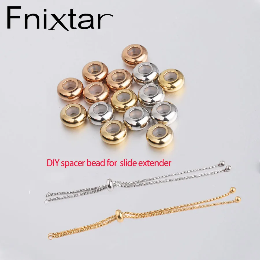 Fnixtar DIY бисер из нержавеющей стали разделительные бусины с резиновым сердечником