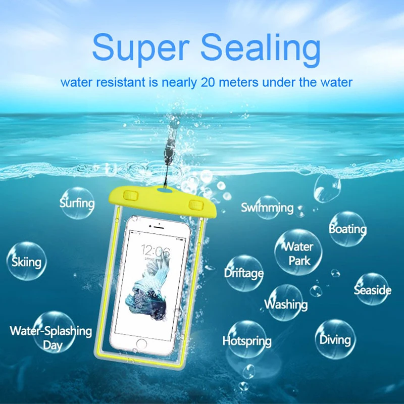 Прозрачный водонепроницаемый мобильный телефон с ремнем сухой Чехол чехлы для