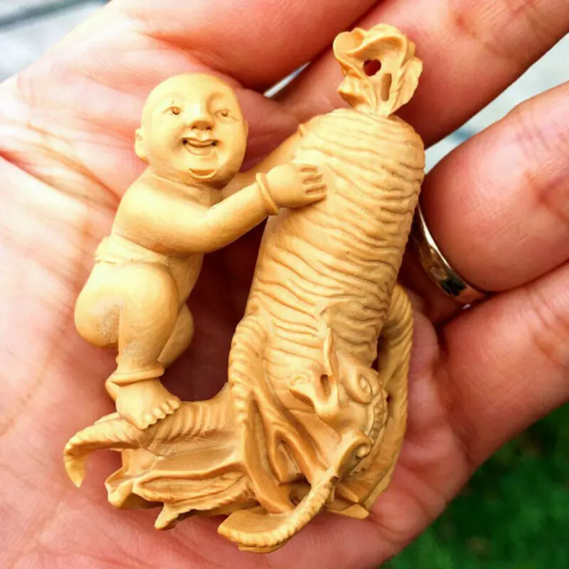CC006-7 5*6*4 5 см резные резьба из самшита фигурка-Милая для младенцев-мальчиков