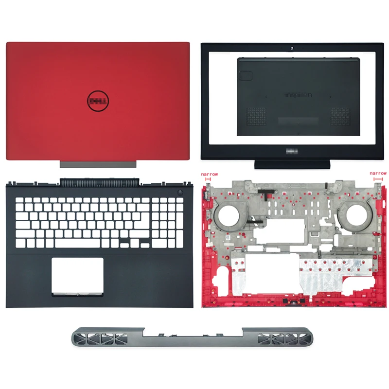 

New Laptop LCD Back Cover/Front Bezel/Palmrest/Bottom Base For DELL Inspiron 15 7000 7566 7567 Laptop Housing Case Cover Red