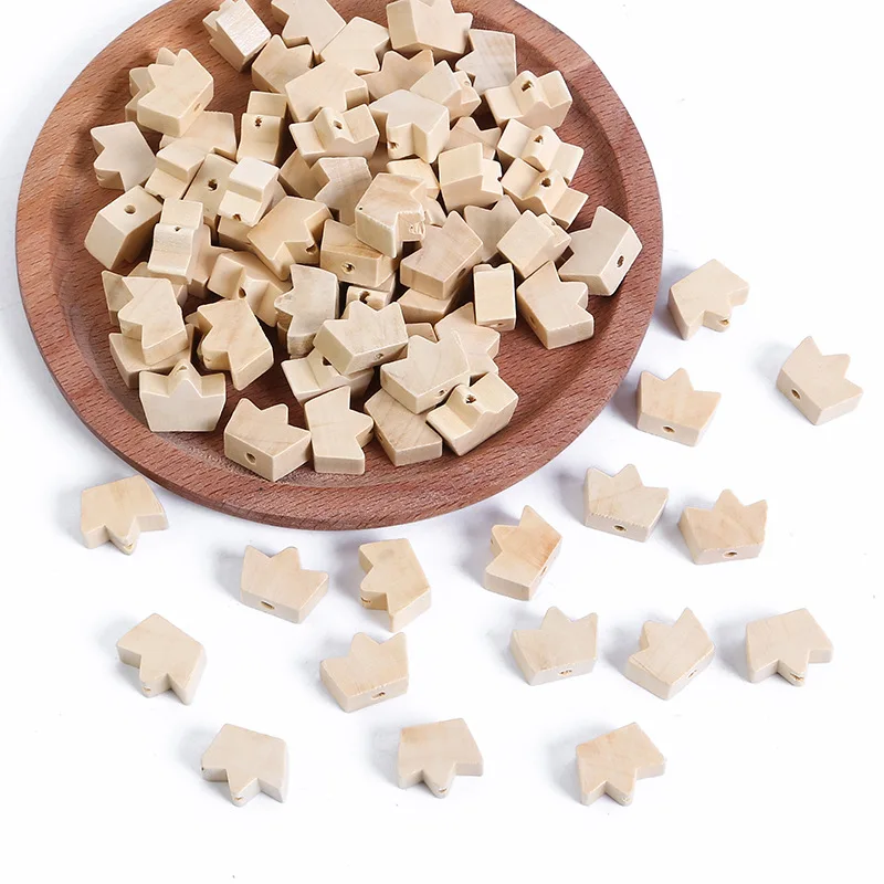 

Bao Niu Creative 13*18mm Crown Beaded 50 Pieces of Wood Color DIY Jewelry Accessories Handmade Beaded Children's Educational Toy