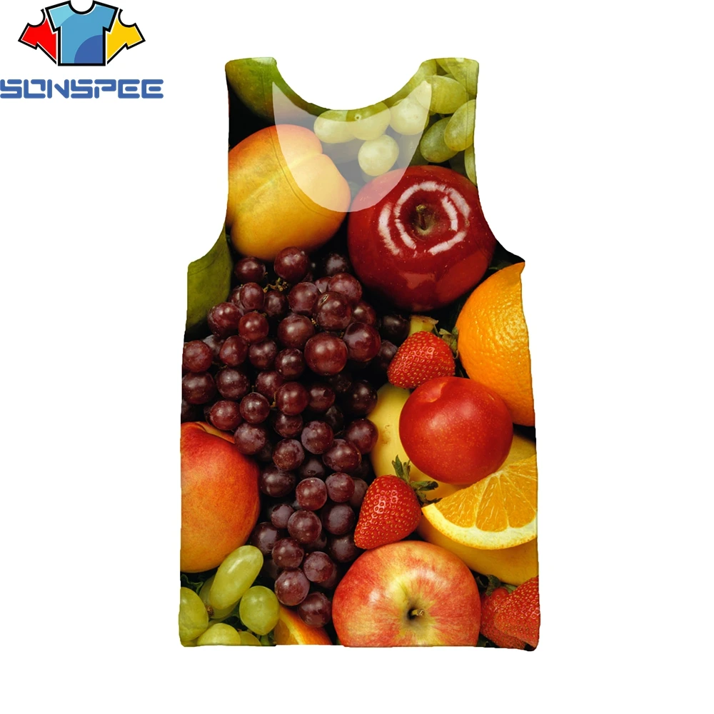 

SONSPEE Fruit Men Casual Sleeveless Shirts Summer Fashion Unisex Vest Top Animal 3D Print Harajuku Tank Pullover Top T389