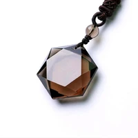 free shipping men pendant necklace natural ice obsidian stone jades stone six star pendant gift for men women fashion jewelry