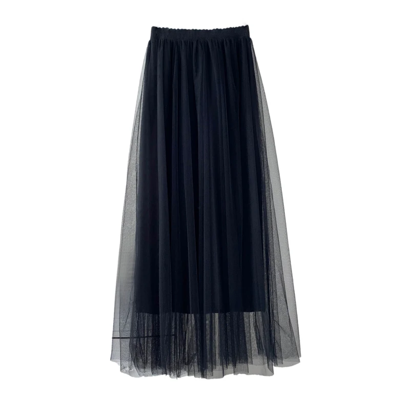 

Skirts Women Ins Harajuku Loose Korean Style Mesh Skirt Summer New Casual Elegant Simple Womens All-match High Waist Comfortable