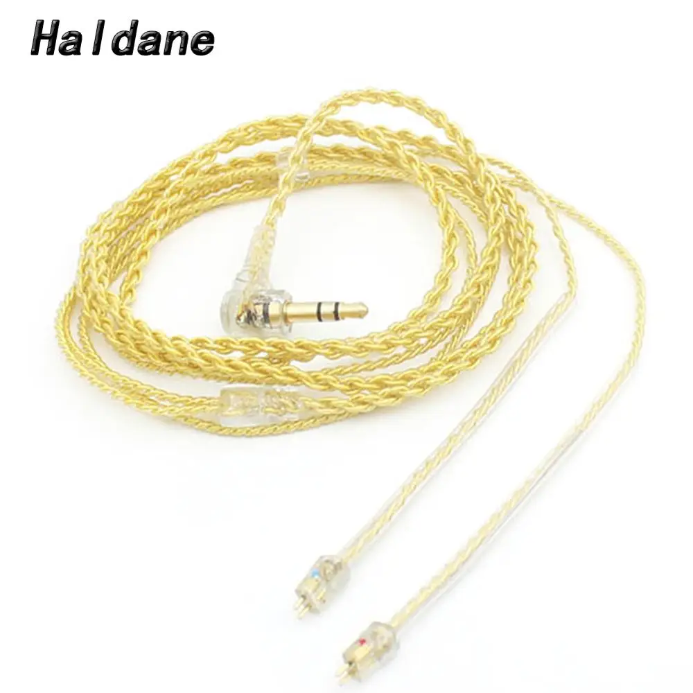 

Haldane 0.75mm 2 Pin Silver Plated Copper Wire Replacement Earphone Cable For 1964 w4r um3x es3 es5（Gold）