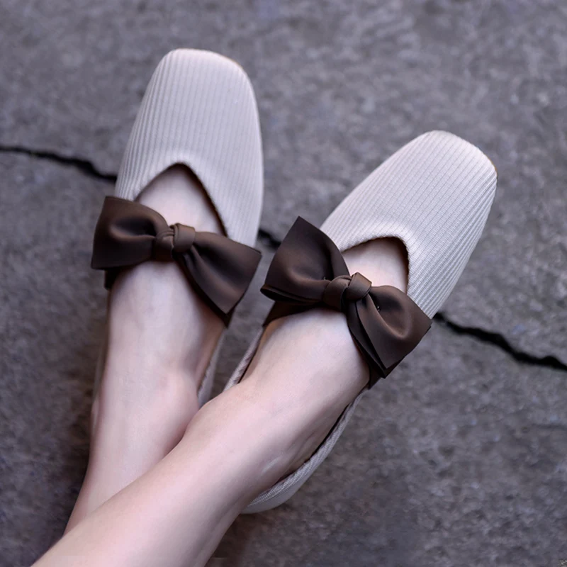 

Artmu Square Toe Women's Shoes Butterfly-knot Mary Jane Shoes Soft Bottom Grandma Shoes Fashion Shallow Mouth Handmade New Style