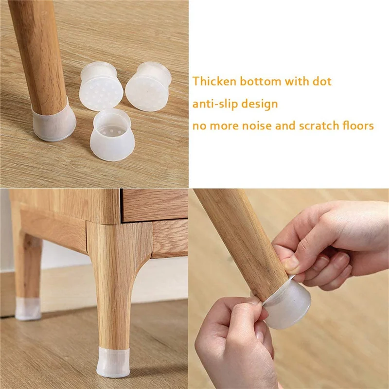 

16 pcs/set Table Chair Leg Silicone Cap Pad Non-slip Furniture Table Feet Cover Floor Protector Furniture Hole Plugs