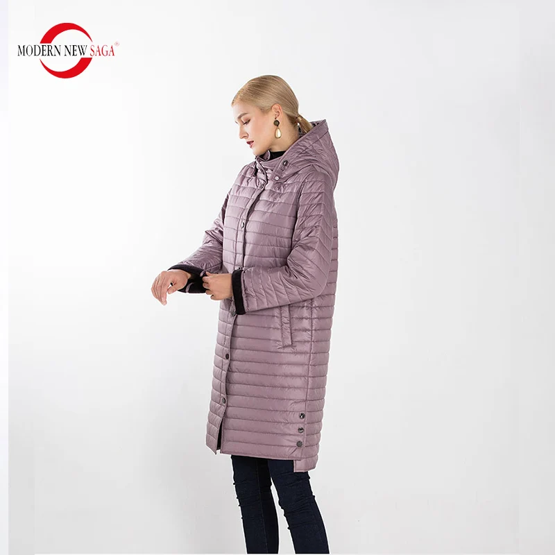 DARK PINK MODERN NEW SAGA Autumn Women Coat Warm Long Jacket Parka Femme Long Coat Female Quilted Coat Winter Overcoat Fleece Liner - Цвет: DARK PINK