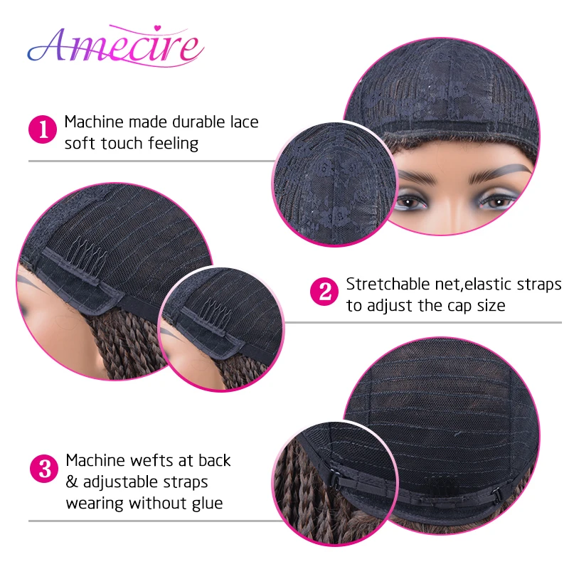 Synthetic Box Braided Wigs Looking Natural Fake Scalp Heat Resistant Fiber Hair Wig Box braids Wig for Black Women images - 6