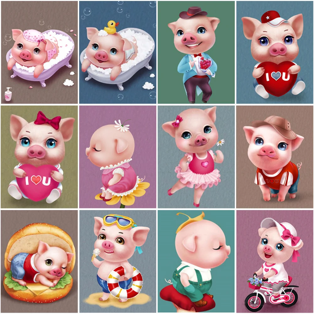 

Little Pig Diy Animal Diamond Mosaic Children's Room Decoration Paintings Personalized Gift Embroidery Kit Home Decor Puzzles