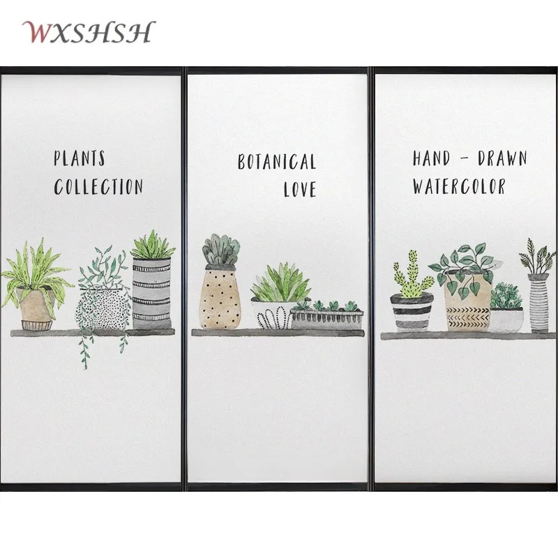 

Custom Size Static Cling Window Sticker Pot Culture Cute Decorative Privacy Protection Glass Foil For Window Door Cabinet Table