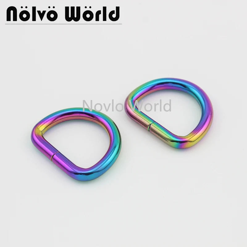 Мир Nolvo 5 20 100 шт. 6 размеров 10 14 25 32 38 мм Радужное металлическое D образное кольцо