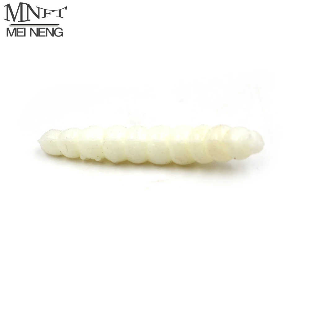 MNFT  50Pcs White Green Lifelike Fishing Lure 3.8Cm Bionic Bread Bug Grubs Trout Lure Soft Maggot Bait