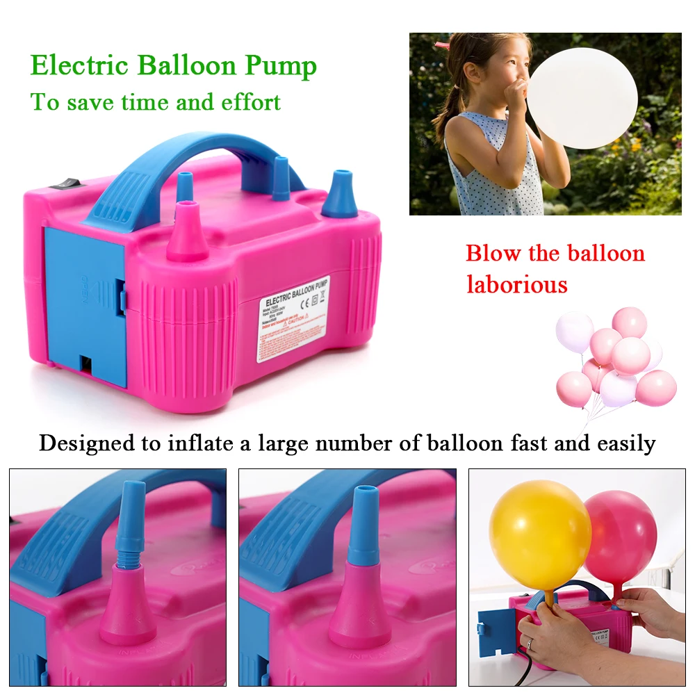 

220V-240V Electric High Power Two Nozzle Air Blower Balloon Inflator Pump Fast Portable Inflatable Tool for Balloons Birthday