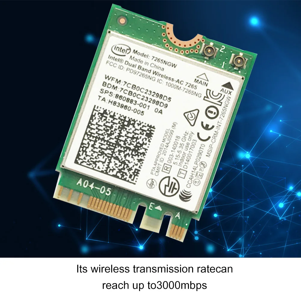 Новинка для Intel Dual band Wireless N 7265 7265NGW 802.11N 2x2 WiFi 300 Мбит/с NGFF M.2 карта 7265NB 2 4G/5G|Сетевые