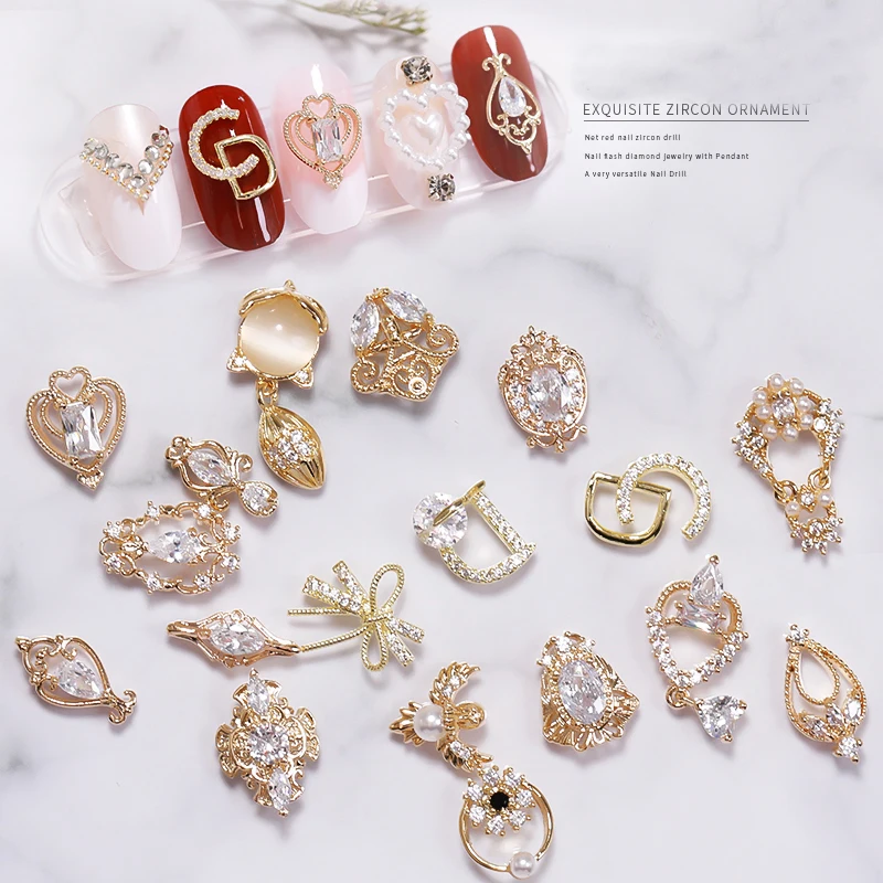 

2pieces Metal zircon Nail art jewelry japanese nail decorations top quality crystal manicure diamond