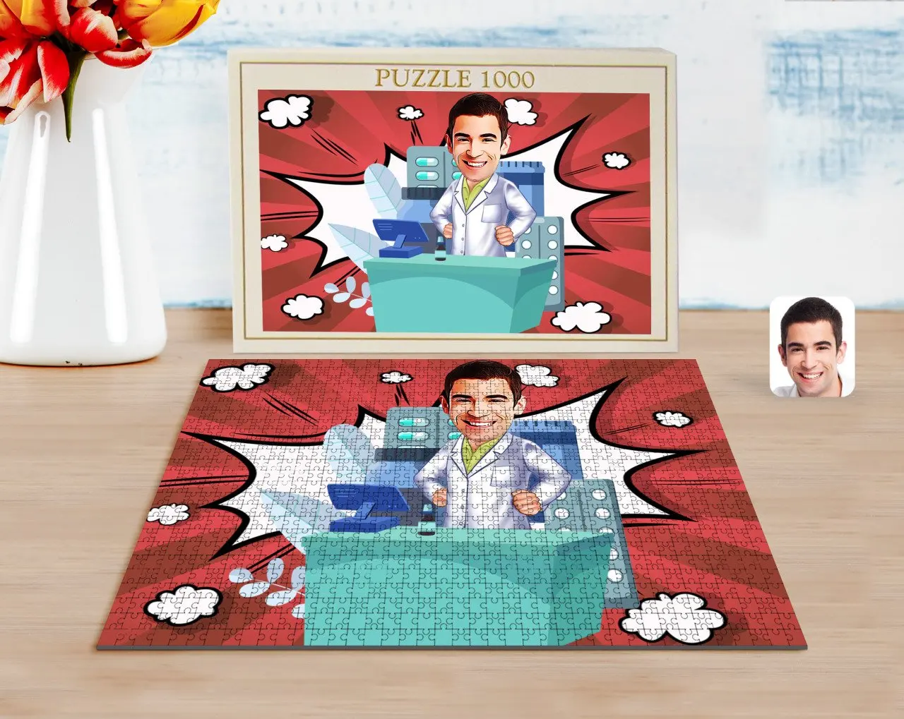 

Personalized Men 'S Pharmacist Caricature of 1000 Piece Professional Puzzle-4