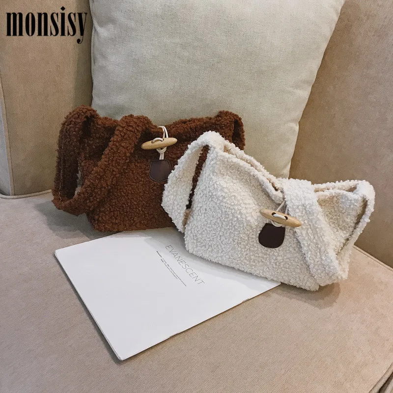 Monsisy/зимние шерстяные сумки через плечо для девочек Сумочка детей яркие