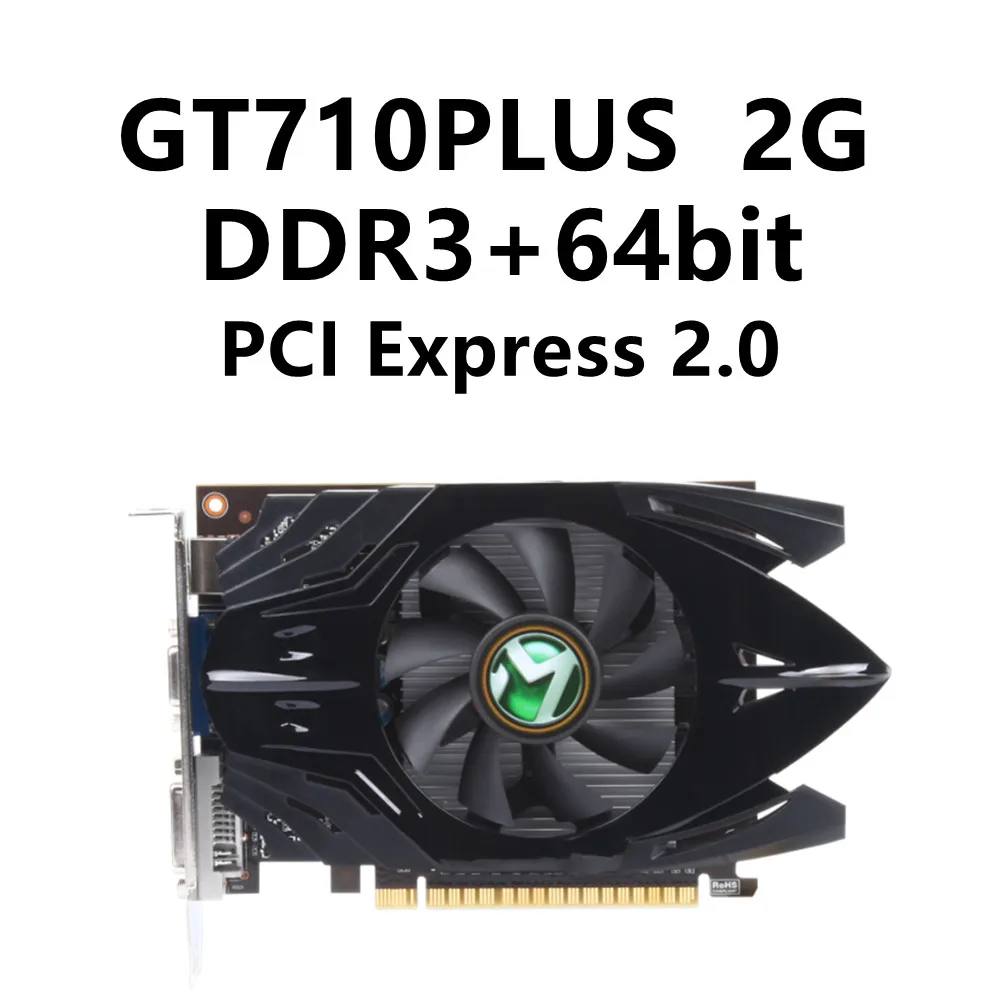 Видеокарта MAXSUN NVIDIA GT710 2 ГБ/1 Гб GDDR3 64 бит PCI PCIE 0 Ready DVI + VGA PC компьютерные игры