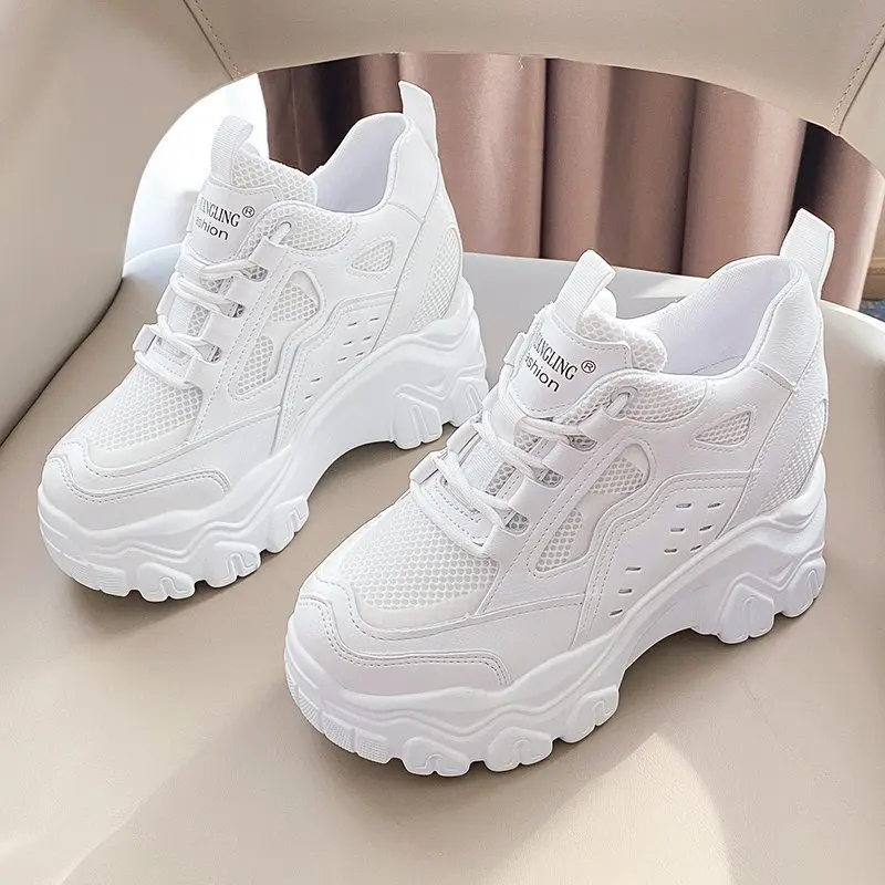 

Hidden Heels Platform Sneakers Women Breathable Air Mesh Wedge Leather Shoes Woman 2021 New Spring Casual Shoes Zapatos De Mujer