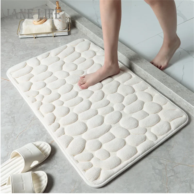

Cobblestone Embossed Bathroom Bath Mat Home Non-Slip Rugs In Sink Bath Side Floor Rug Shower Doormat Memory Foam Pad Foot Pedal