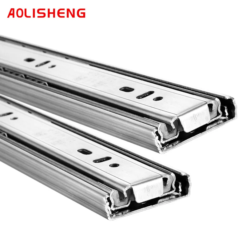 Дорожка для выдвижных ящиков с тремя секциями из нержавеющей стали утолщенная