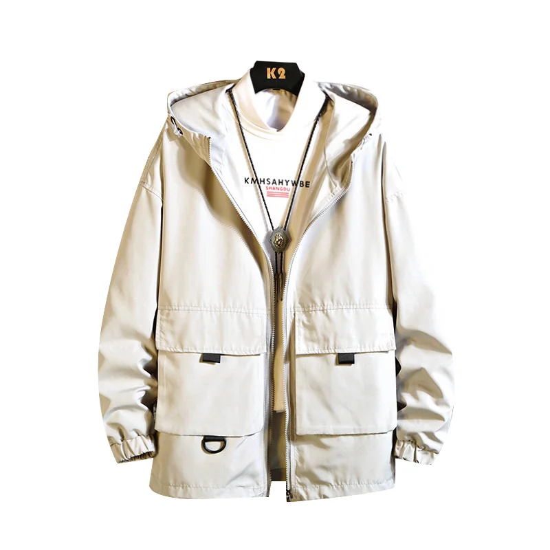 Мужская куртка с капюшоном HCXY2019 Повседневная модная большими карманами для