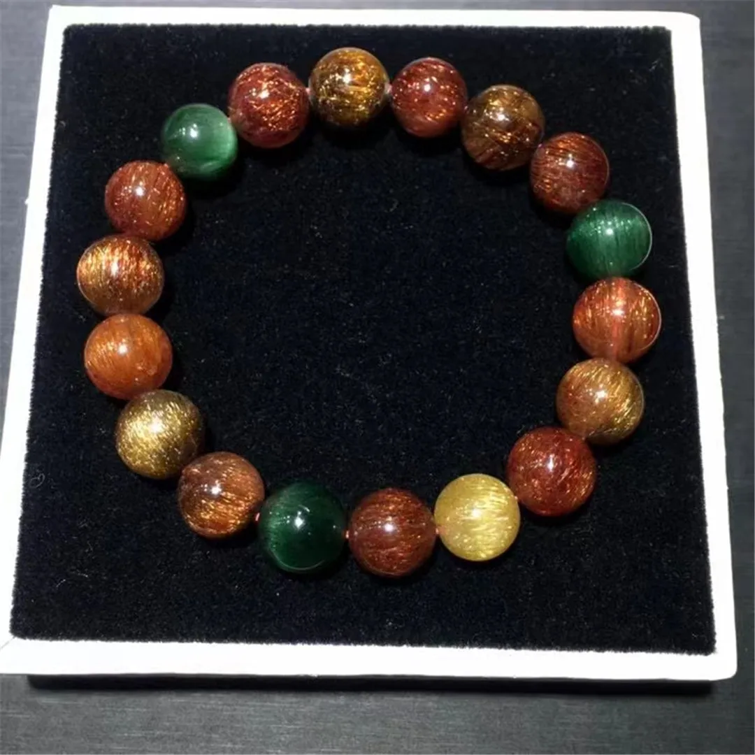 

Браслет из натуральной меди и рутилированного кварца, 11 мм