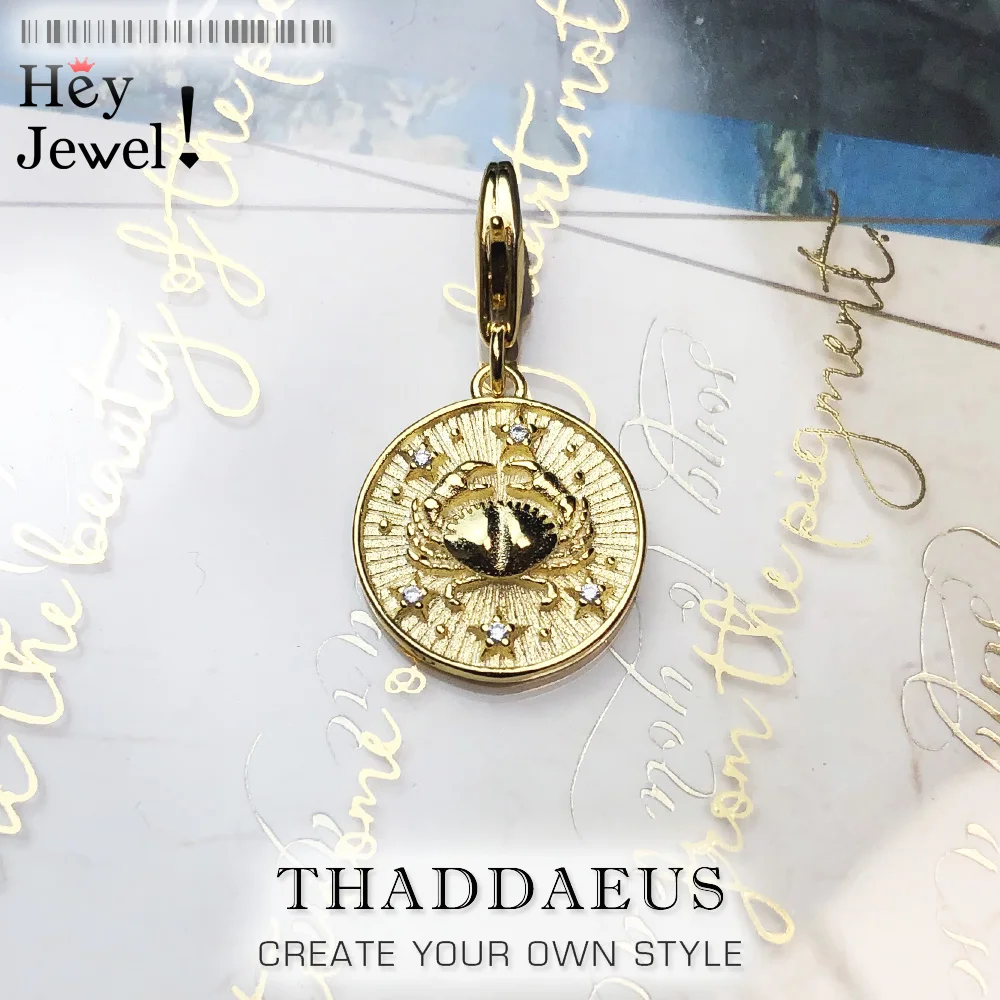 

Zodiac Sign Cancer Charm 925 Sterling Silver For Women & Men Trendy Club Gift Europe Style 2019 New Brand Jewelry Fit Bracelet