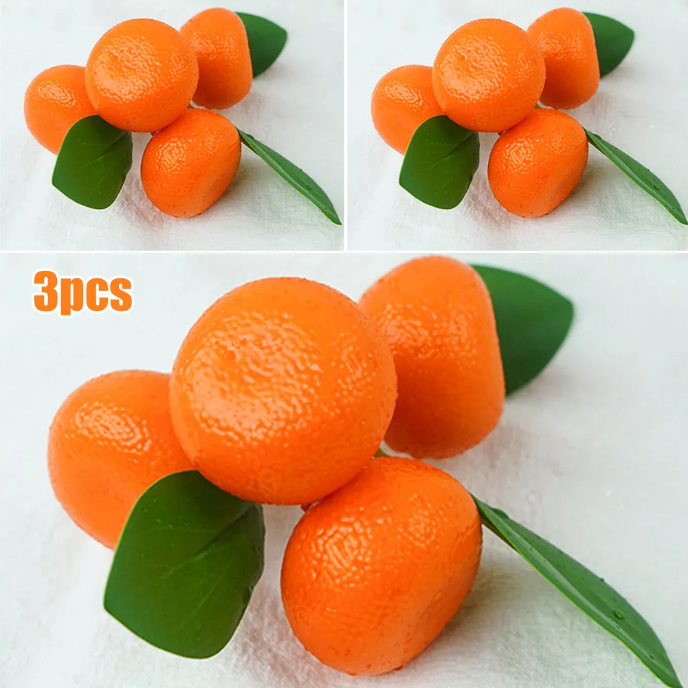 

3 Branches Artifical Oranges 3.7cm Set Fake Fruit Lifelike Simulation Orange For Home Kitchen 2021 New