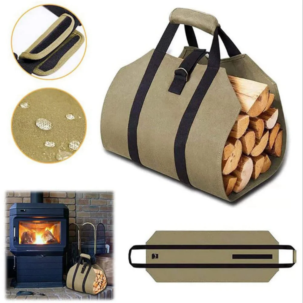 

Supersized Canvas Firewood Wood Carrier Bag Portable Firewood Wood Log Storage Bag Camping Outdoor Holder Fireproof Canvas Bag