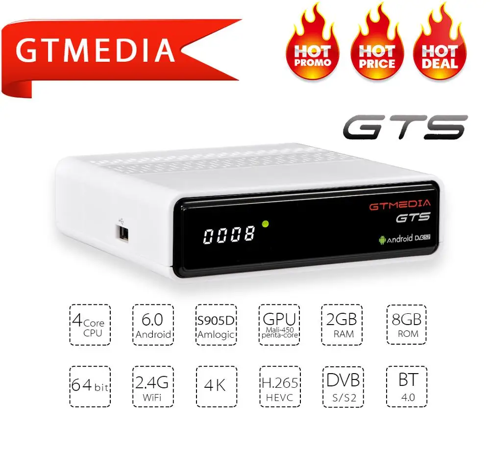 GTMEDIA GTS 4K приемное устройство DVB S2 Bluetooth цифра спутниковый телевизионный ресивер