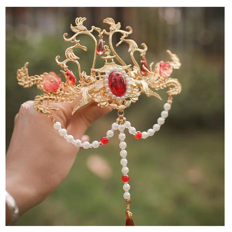 Шпилька для волос Hanfu корона кисточка Костюмные аксессуары фея принцесса