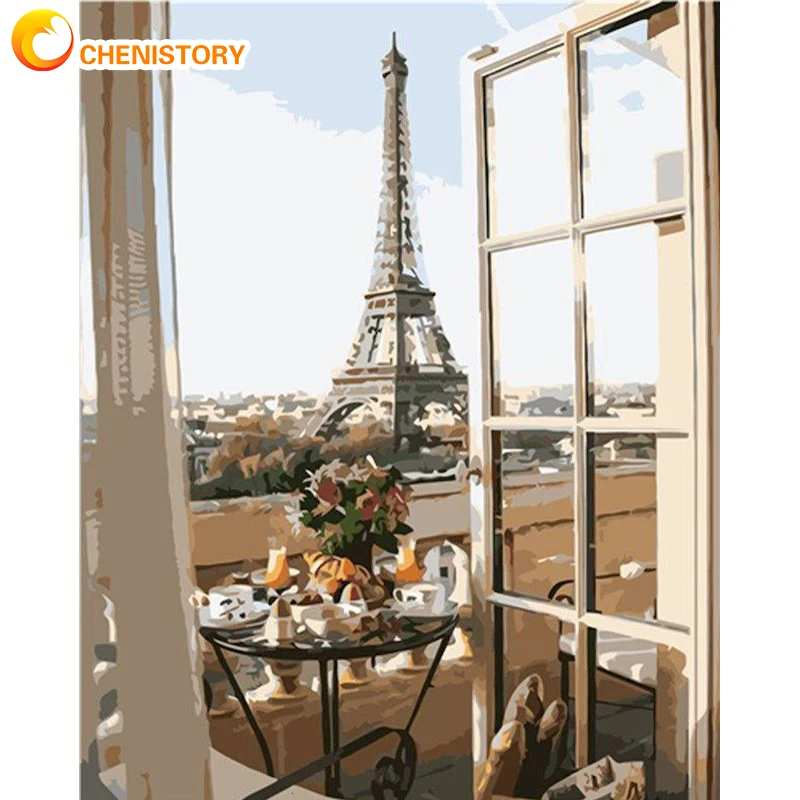 

CHENISTORY Tower Scenery Painting By Numbers In Paris, France Acrylic Paint On Canvas Pictures By Numbers Home Decor DIY Kit