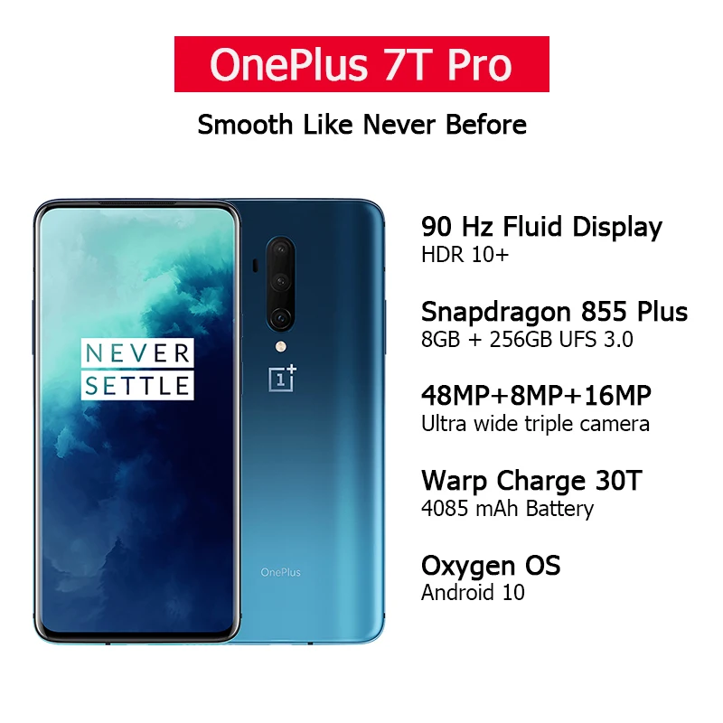 OnePlus 7T Pro смартфон с восьмиядерным процессором Snapdragon 855 Plus ОЗУ 8 Гб ПЗУ 256 ГБ 6 67